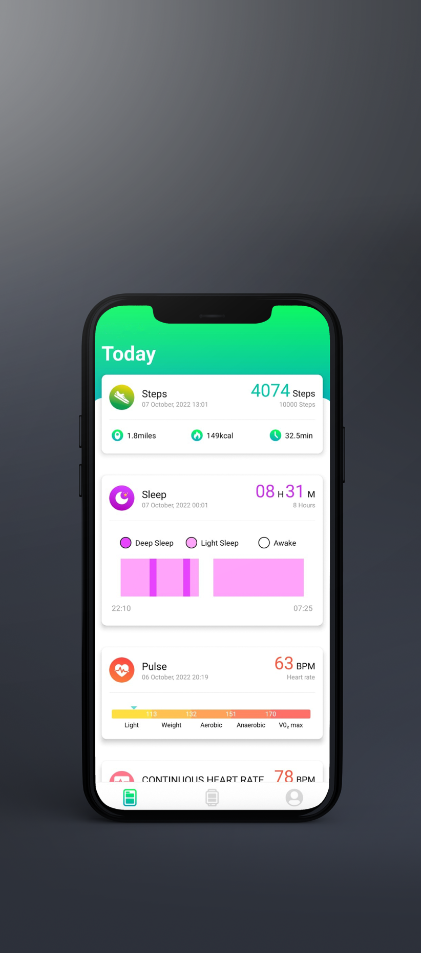 Health monitor option in Model E smart watch