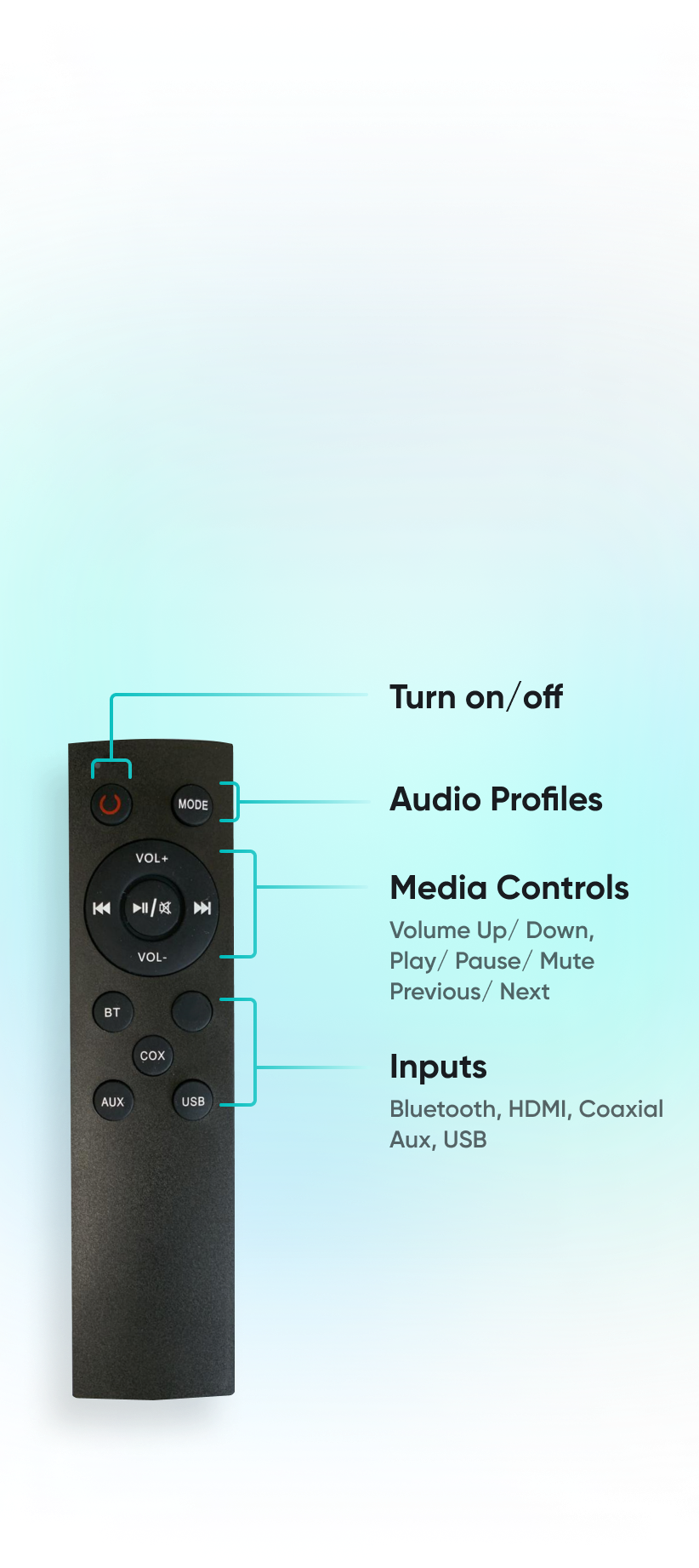 Easy control feature in Fort 60 soundbar